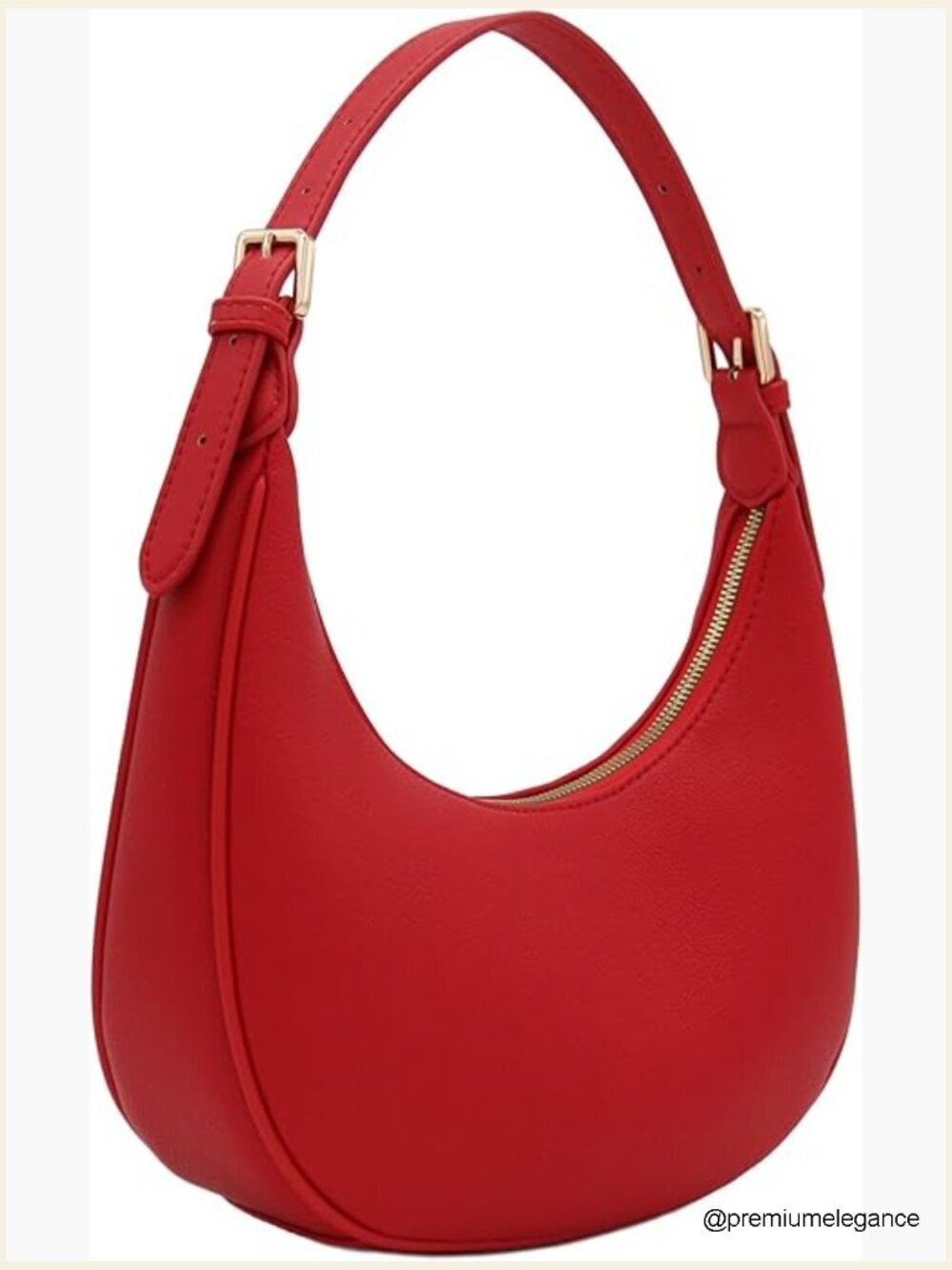 Faux Leather Crescent Shoulder Bag Purse Gold Hardware